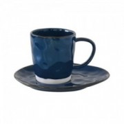 Porcelianinis mėlynas puodelis su lėkštute Easy Life INTERIORS, 250 ml