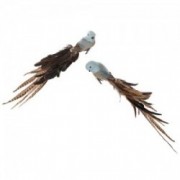 Dekoracija prisegamas paukštis Shishi, ruda/mėlyna, 45 cm