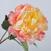 Dirbtins gelsvai rožinis bijūnas Silk-ka, 57cm