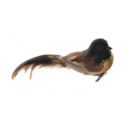 Dekoracija prisegamas paukštis Shishi, ruda, 17 cm