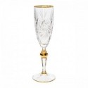 Krištolinė šampano taurė Bohemia su aukso dekoru PINWHEEL, 180 ml
