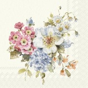 Servetėlės IHR GARDEN FLOWER BUNCH cream, 25x25 cm