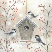 Servetėlės kalėdinės IHR BEAUTIFUL BIRDHOUSE, 33 x 33 cm