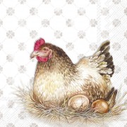 Servetėlės IHR JENNY HEN, balta, šv. ruda sp., 25 x 25 cm