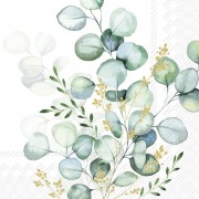 Servetėlės IHR EUCALYPTUS BOUQUET, balta, žalia sp., 33 x 33 cm