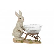 Dekoracija A Lot Rabbit with glass bowl, pilkos sp., 30 cm