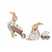 Dekoracija A Lot Rabbit couple waggon, marga, mix, 14 cm
