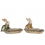 Dekoracija Triušis su lėkštele A Lot Rabbit with plate, margi, mix, 1 vnt, 15 cm