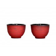 Japoniško stiliaus ketaus puodelių rinkinys, raudonos sp., 100 ml, 2 vnt