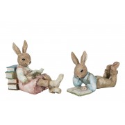 Dekoracija A Lot Rabbit couple reads mix, 1vnt, 12 cm