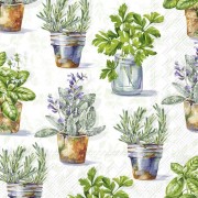 Popierinės servetėlės Aromatic herbs, šviesiai žalios sp., 33x33 cm
