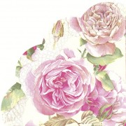 Popierinės servetėlės Tea rose, baltos sp, Ø 34 cm