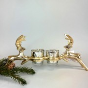 Žvakidė DOUBLE REINDEER C/HOLDER, auksinės sp., 36 cm