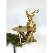 Dekoracija - padėklas GOLD SITTING REINDEER, auksinės sp., 35,5