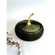 Dėžutė DARK GREEN PUMPKIN BOX, žalios sp., Ø 24 cm