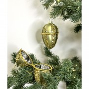 Kalėdinis žaislas faberge kiaušinis, žalios / auksinės sp., 10 cm, 1 vnt