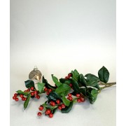 Kalėdinė dirbtinė šaka HOLLY / BERRY STEM, žalios / raudonos sp.,65 cm