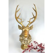 Kalėdinė dekoracija REINDEER HEAD ON STAND, auksinės sp., 54 cm