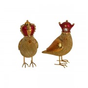 Kalėdinė dekoracija paukštis ROYAL BIRDS, auksinės / raudonos sp., 13,5 cm, 1 vnt