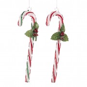 Kalėdinis žaislas HOLLY CANDY CANE, įvairių sp., 25,5 cm, 1 vnt