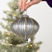 Kalėdinis žaislas onion GREY SPARKLE
