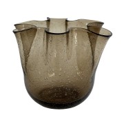 Vaza Shishi Glass Waved, skaidrios rudos sp., 17 cm
