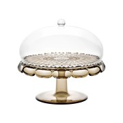 Tortinė ant kojelės su dangčiu Guzzini VANITY smoke, rudos sp., 30 cm