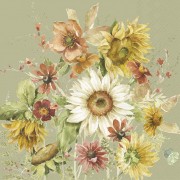 Servetėlės IHR LATE SUMMER FLOWERS, žalios sp., 33 x 33 cm