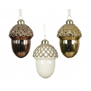 Kalėdinis žaislas gilė, įvairių sp., 1 vnt., 9 cm