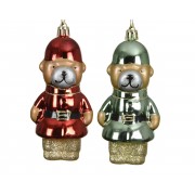 Kalėdinis žaislas meškiukas, įvairių sp., 1 vnt., 11,7 cm