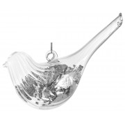 Kalėdinis žaislas paukštis, sidabrinės sp., 4,5 x 15 cm