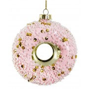 Kalėdinis žaislas spurga, rožinės sp., 10 cm