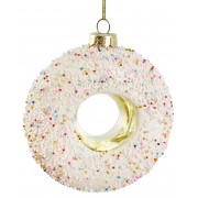 Kalėdinis žaislas spurga, baltos sp., 10 cm