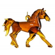 Kalėdinis žaislas arklys, gintarinės sp., 9 cm