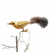 Kalėdinė dekoracija prisegamas paukštis, auksinės sp., 4 cm