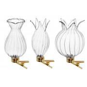 Kalėdinė dekoracija stiklinė prisegama gėlė, skaidrios sp., 1 vnt., 8 cm