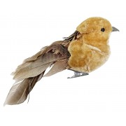 Kalėdinė dekoracija prisegamas paukštis, rudos sp., 14 cm