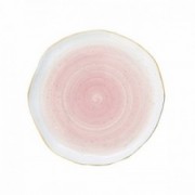 Rožinė porcelianinė lėkštė auksuotais kraštais Easy Life ARTESENAL PINK, 16 cm