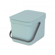 Mėtų spalvos plastikinė šiukšlių dėžė Brabantia SORT & GO, 6 l