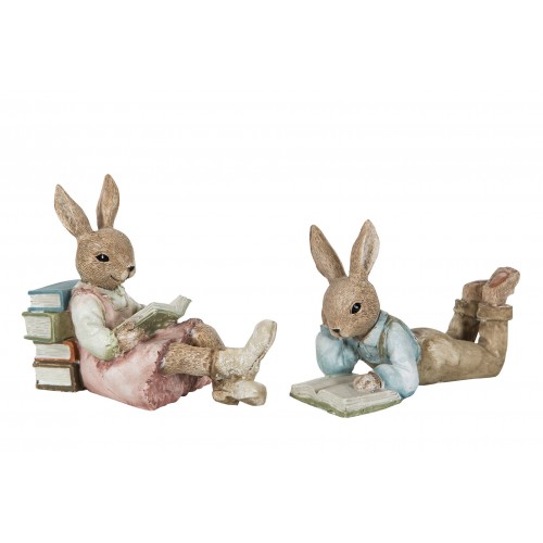 Dekoracija A Lot Rabbit couple reads mix, 1vnt, 12 cm