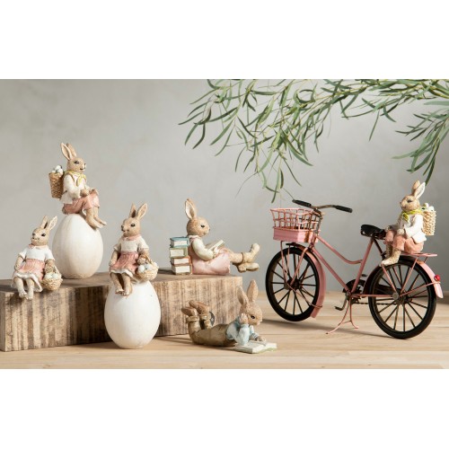 Dekoracija A Lot Rabbit couple reads mix, 1vnt, 12 cm