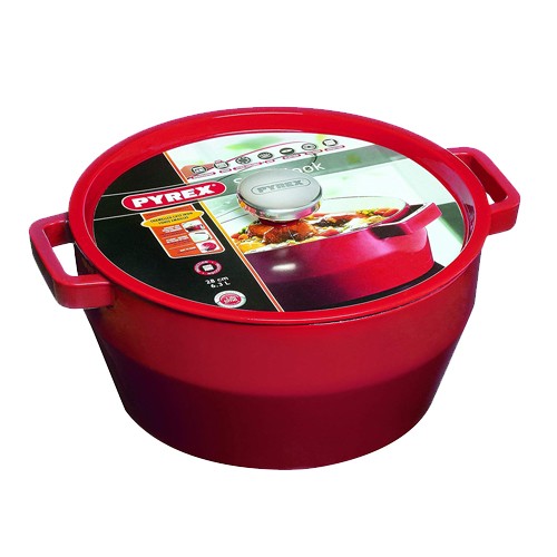 Raudonas ketaus puodas Pyrex SLOWCOOK, 28 cm 6,3 l