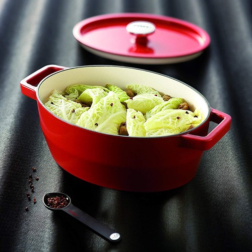 Raudonas ovalus ketaus puodas Pyrex SLOWCOOK, 29 cm 3,8 l