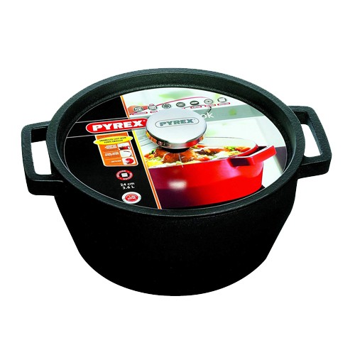 Pilkas ketaus puodas troškintuvas Pyrex SLOWCOOK, 28 cm 6,3 l