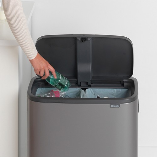 Šiukšlių dėžė rūšiavimui Brabantia BO TOUCH BIN PLATINUM, 2x30 l