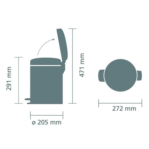 Balta šiukšlių dėžė Brabantia NEWICON, 5 l