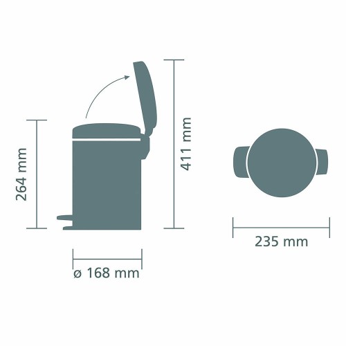 Juoda metalinė šiukšlių dėžė Brabantia NEWICON, 3 l