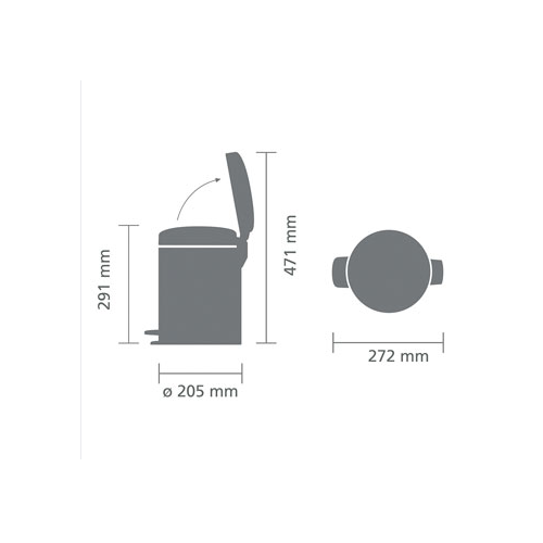 Juoda šiukšlių dėžė Brabantia NEWICON, 5l