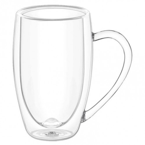 Dvigubo stiklo skaidrus puodelis Wilmax, 400 ml