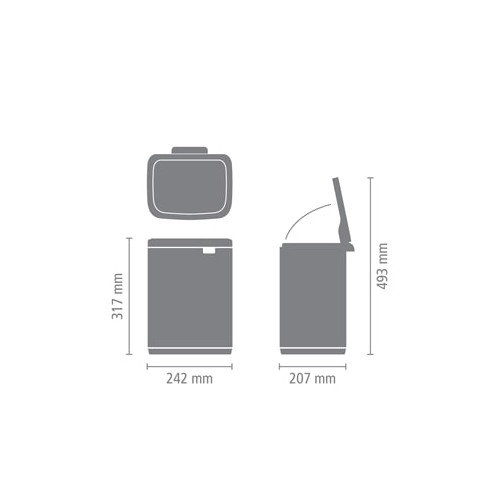 Šiukšlių dėžė Brabantia BO WASTE BIN, juodos sp., 7l